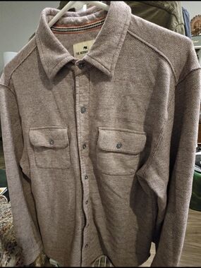 The Normal Brand Maroon Herringbone Shirt Jacket